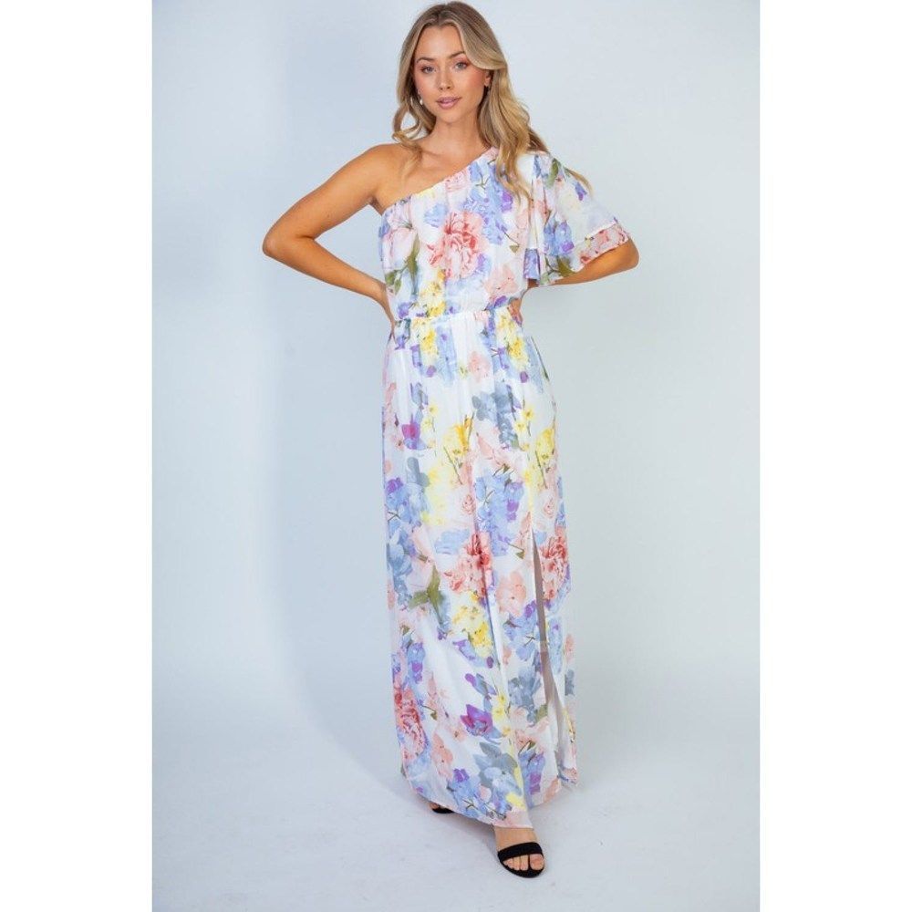 White Birch Garden Diva Floral One-Shoulder Maxi Dress - Picture 5 of 5